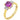 A modern, 18ct yellow gold, pink sapphire & diamond set, three stone ring.