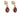 A pair of modern, 9ct yellow gold, garnet set drop earrings