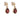 A pair of modern, 9ct yellow gold, garnet set drop earrings