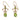 A pair of modern, 9ct yellow gold, peridot & opal set drop earrings