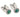 A pair of modern, 18ct white gold, emerald & diamond set cluster stud earrings