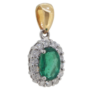 Emerald & Diamond Set Cluster Pendant