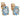 A pair of modern, 9ct yellow gold, aquamarine set stud earrings.