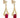 A pair of modern, 9ct yellow gold, ruby set drop earrings.