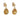 A pair of modern, 9ct yellow gold, citrine set drop earrings with a cord border