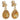 A pair of modern, 9ct yellow gold, citrine set drop earrings with a cord border.