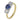 A modern, 18ct yellow gold, sapphire & diamond set three stone ring.