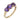 A modern, 9ct yellow gold, amethyst set three stone ring