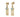 A pair of modern, yellow gold, blue topaz set drop earrings