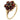 A modern, 9ct yellow gold, garnet set cluster ring.