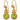 A pair of modern, 9ct yellow gold, peridot set drop earrings.