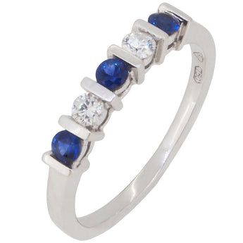A modern, 18ct white gold, sapphire & diamond set, five stone half eternity ring