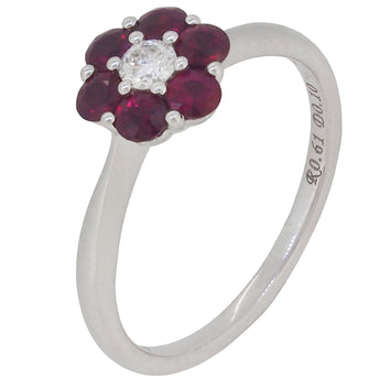 A modern, 18ct white gold, ruby & diamond set cluster ring.