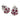 A pair of modern, 18ct white gold, ruby & diamond set, domed cluster stud earring