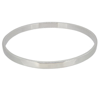 A modern, silver, plain, flat bangle.