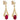 A pair of modern, 9ct yellow gold, ruby set drop earrings.