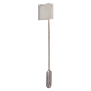 A modern, silver, tie pin with a plain square top.