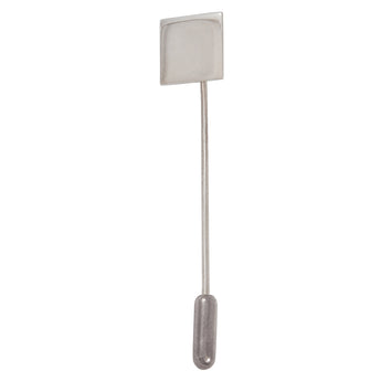A modern, silver, tie pin with a plain square top.