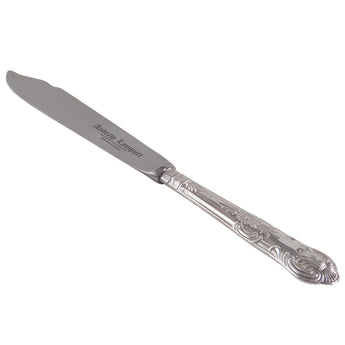 A modern, silver handled, queens pattern butter knife