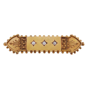 A Victorian, yellow gold, diamond set, shot & grain brooch.