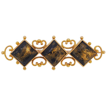 An early 20th century, 9ct yellow gold, quartz set brooch.