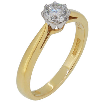 A modern, 18ct yellow gold, diamond set, single stone, solitaire ring.