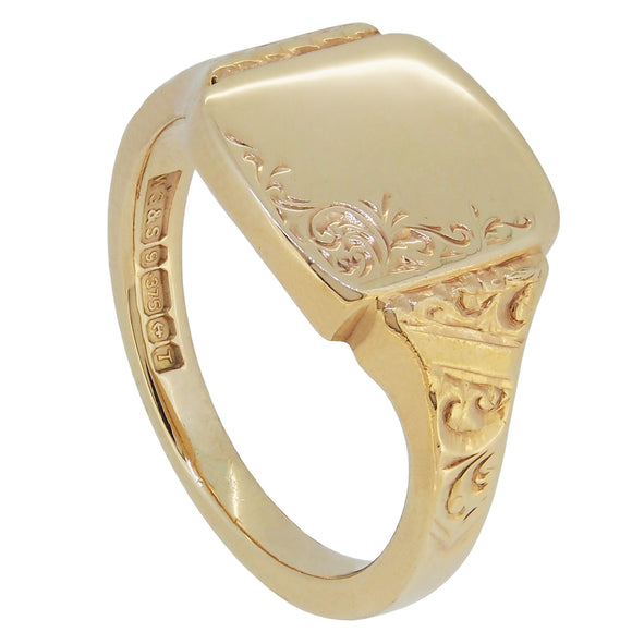 A mid-20th century, half engraved, square signet ring