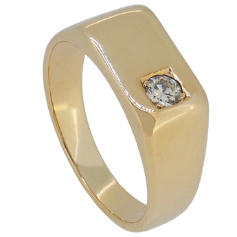 A mid-20th century, 9ct yellow gold, diamond set, single stone, oblong ring.