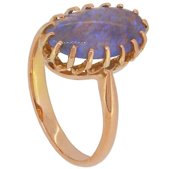 An early 20th century, 9ct rose gold, water opal set, single stone ring.