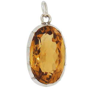 An early 20th century, silver, citrine set, single stone pendant