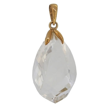 A modern, 9ct yellow gold, white quartz set pendant.