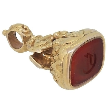 A Victorian, brown carnelian set seal fob.
