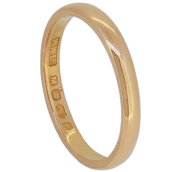 A mid-20th century, 22ct yellow gold, D shaped wedding ring.