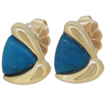 A pair of early 20th century, 14ct yellow gold, turquoise set stud earrings