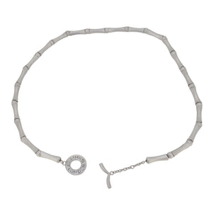 An modern, silver, bamboo style collar
