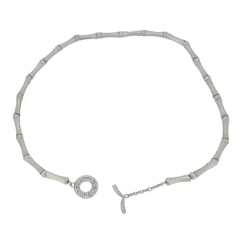 An modern, silver, bamboo style collar