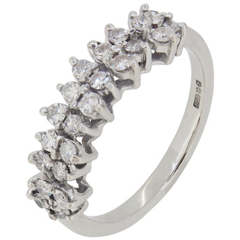 A modern, 18ct white gold, diamond set, twenty two stone, two row ring.