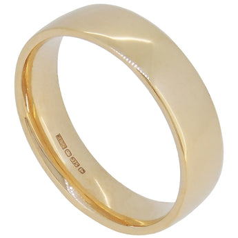 A modern, 9ct yellow gold, flat wedding ring