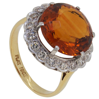 A mid-20th century, 18ct yellow gold & platinum, citrine & diamond set, nineteen stone cluster ring.
