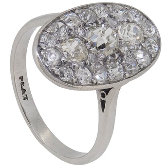 An early 20th century, platinum, Art Deco, diamond set cluster ring.