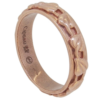 A modern, 9ct rose gold, leaf band ring.