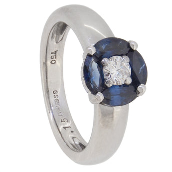 A modern, 18ct white gold, sapphire & diamond set, round cluster ring.