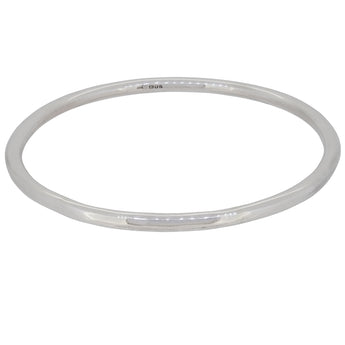 A modern, silver, plain, solid bangle.