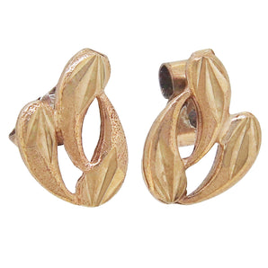 A pair of modern, 9ct yellow gold, abstract stud earrings.