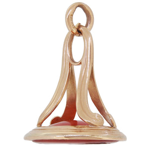 A Victorian, 9ct yellow gold, brown carnelian set intaglio seal fob with an image of the Roman god Jupiter.