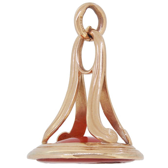 A Victorian, 9ct yellow gold, brown carnelian set intaglio seal fob with an image of the Roman god Jupiter.