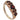 A modern, 9ct yellow gold, garnet set, seven stone half hoop ring.