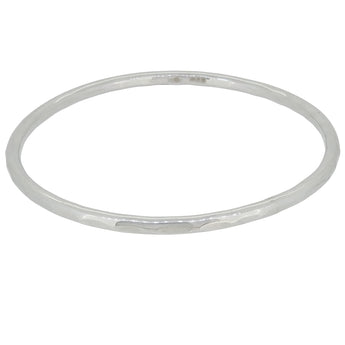 A modern, silver, plain, multifaceted bangle.