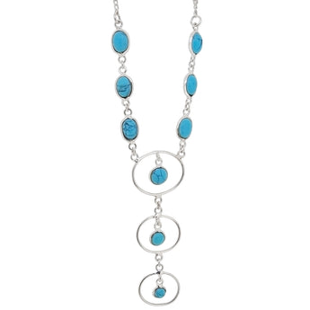 A modern, silver, turquoise matrix set necklet.
