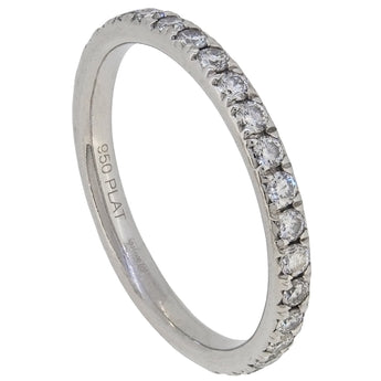 A modern, platinum, diamond set, three quarter eternity ring.